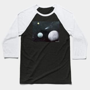 Sun, Earth, Moon and a comet Baseball T-Shirt